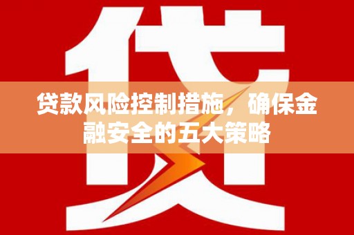 南靖贷款风险控制措施，确保金融安全的五大策略