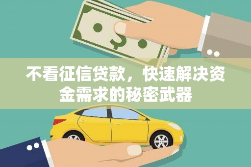 南靖不看征信贷款，快速解决资金需求的秘密武器