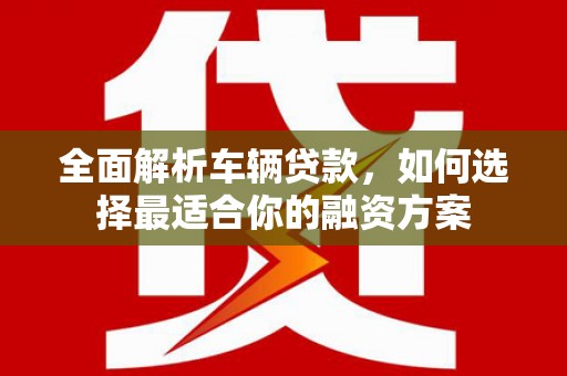 南靖全面解析车辆贷款，如何选择最适合你的融资方案